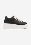 Czarne Sneakersy na Grubej Podeszwie Zdobione Cyrkoniami Afinua
