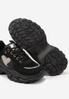Czarne Sneakersy Streetwearowe z Brokatem na Grubej Podeszwie Miledia