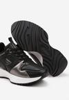 Czarne Sneakersy z Perforacją i Ozdobnymi Metalicznymi Wstawkami Kamirea