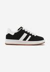Czarno-Białe Sneakersy z Ozdobnymi Naszywkami z Boku Galdexis