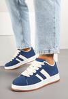 Granatowe Sneakersy z Ozdobnymi Naszywkami z Boku Galdexis