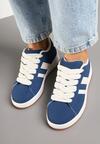 Granatowe Sneakersy z Ozdobnymi Naszywkami z Boku Galdexis