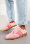 Różowe Sneakersy Tenisówki z Ozdobnymi Paskami Nelidi