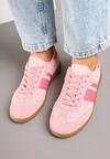Różowe Sneakersy Tenisówki z Ozdobnymi Paskami Nelidi