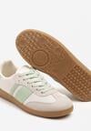 Biało-Zielone Sneakersy Tenisówki z Ozdobnymi Paskami Nelidi