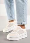 Beżowe Sneakersy w Streetwearowym Stylu na Grubej Podeszwie Ninolia