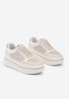 Beżowe Sneakersy w Streetwearowym Stylu na Grubej Podeszwie Ninolia