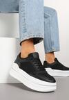 Czarne Sneakersy w Streetwearowym Stylu na Grubej Podeszwie Ninolia