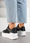 Czarne Sneakersy w Streetwearowym Stylu na Grubej Podeszwie Ninolia