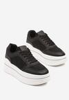 Czarne Sneakersy w Streetwearowym Stylu na Grubej Podeszwie Ninolia