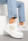 Białe Sneakersy w Streetwearowym Stylu na Grubej Podeszwie Ninolia