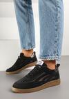 Czarne Sneakersy z Siateczką i Ozdobnymi Przeszyciami Falisna