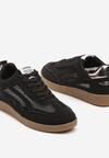 Czarne Sneakersy z Siateczką i Ozdobnymi Przeszyciami Falisna