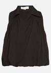 Czarna Bluza Rozkloszowana Oversize z Kołnierzykiem Eridwen