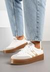 Biało-Złote Sneakersy w Stylu Kultowych Tenisówek na Grubej Podeszwie Carilne