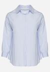 Jasnoniebieska Koszula w Drobne Paseczki o Klasycznym Kroju z Podpinanymi Rękawami Ilerra