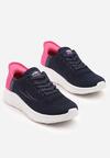 Granatowo-Fuksjowe Buty Sportowe Sneakersy Ozdobione Napisami i Tłoczeniem Solnelis