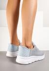 Szaro-Niebieskie Buty Sportowe Sneakersy Ozdobione Napisami i Tłoczeniem Solnelis