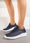 Granatowo-Miętowe Buty Sportowe Sneakersy z Tłoczeniem i Ozdobnym Napisem na Boku Canisse