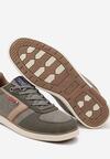 Ciemnobeżowe Buty Sportowe Sneakersy z Ozdobnymi Przeszyciami Poltia