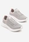 Jasnoszare Sznurowane Buty Sportowe Sneakersy z Elastyczną Cholewką Zarini