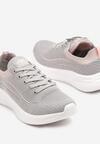 Jasnoszare Sznurowane Buty Sportowe Sneakersy z Elastyczną Cholewką Zarini
