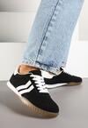 Czarne Sneakersy w Typie Tenisówek z Ozdobnymi Paskami Zommea