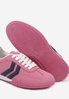 Różowe Sneakersy w Typie Tenisówek z Ozdobnymi Paskami Zommea