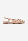 Pomarańczowe Tweedowe Sandały Slingback z Ozdobną Klamrą Elaninea