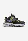 Czarno-Zielone Wsuwane Buty Sportowe Sneakersy z Naszywkami Weralin