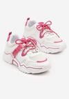 Biało-Różowe Sneakersy z Ozdobnym Paskiem i Siateczką Selaril