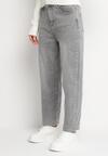 Szare Jeansy Mom Fit z Wysokim Stanem Milapia