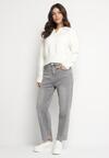 Szare Jeansy Mom Fit z Wysokim Stanem Milapia