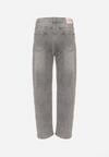 Szare Jeansy Mom Fit z Wysokim Stanem Milapia