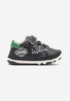 Granatowo-Zielone Buty Sportowe Sneakersy ze Skóry Naturalnej Zapinane na Rzep Ziterta