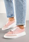 Różowe Sneakersy Skórzane z Przeszyciami Setalith