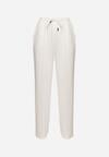 Białe Spodnie Dresowe z Wiskozą o Szerokim Kroju z Wysokim Stanem Setoria