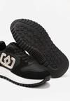 Czarne Sneakersy na Grubej Podeszwie z Ozdobną Aplikacją Alivrella