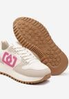 Beżowo-Różowe Sneakersy na Grubej Podeszwie z Ozdobną Aplikacją Alivrella