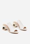 Białe Klapki na Geometrycznym Obcasie z Przezroczystą Cholewką Sanareth