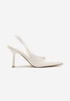 Białe Sandały Slingback na Szpilce z Noskiem w Szpic Nanoril