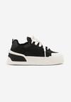 Czarne Sneakersy Chunky w Stylu Trampek na Grubej Podeszwie Elanirelia