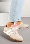 Beżowe Sneakersy Ozdobione Paskami Amoissea