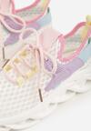 Biało-Fioletowe Siateczkowe Buty Sportowe Sneakersy na Grubej Tłoczonej Podeszwie Telarienna