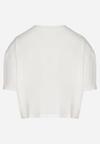 Biały Bawełniany T-shirt o Krótkim Kroju z Misiem Elanorel
