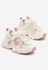 Beżowo-Różowe Buty Sportowe Sneakersy w Stylu Streetwearowym z Rzepem Ediriva