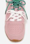 Różowe Sneakersy z Podwójnymi Sznurowadłami i Przeszyciami Teleritia