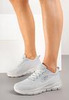 Szare Buty Sportowe Sneakersy z Siateczki z Aplikacją na Grubej Podeszwie Sonoriela