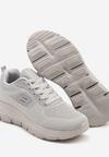 Szare Buty Sportowe Sneakersy z Siateczki z Aplikacją na Grubej Podeszwie Sonoriela