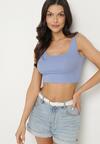 Jasnoniebieski Crop Top z Bawełny Napolena